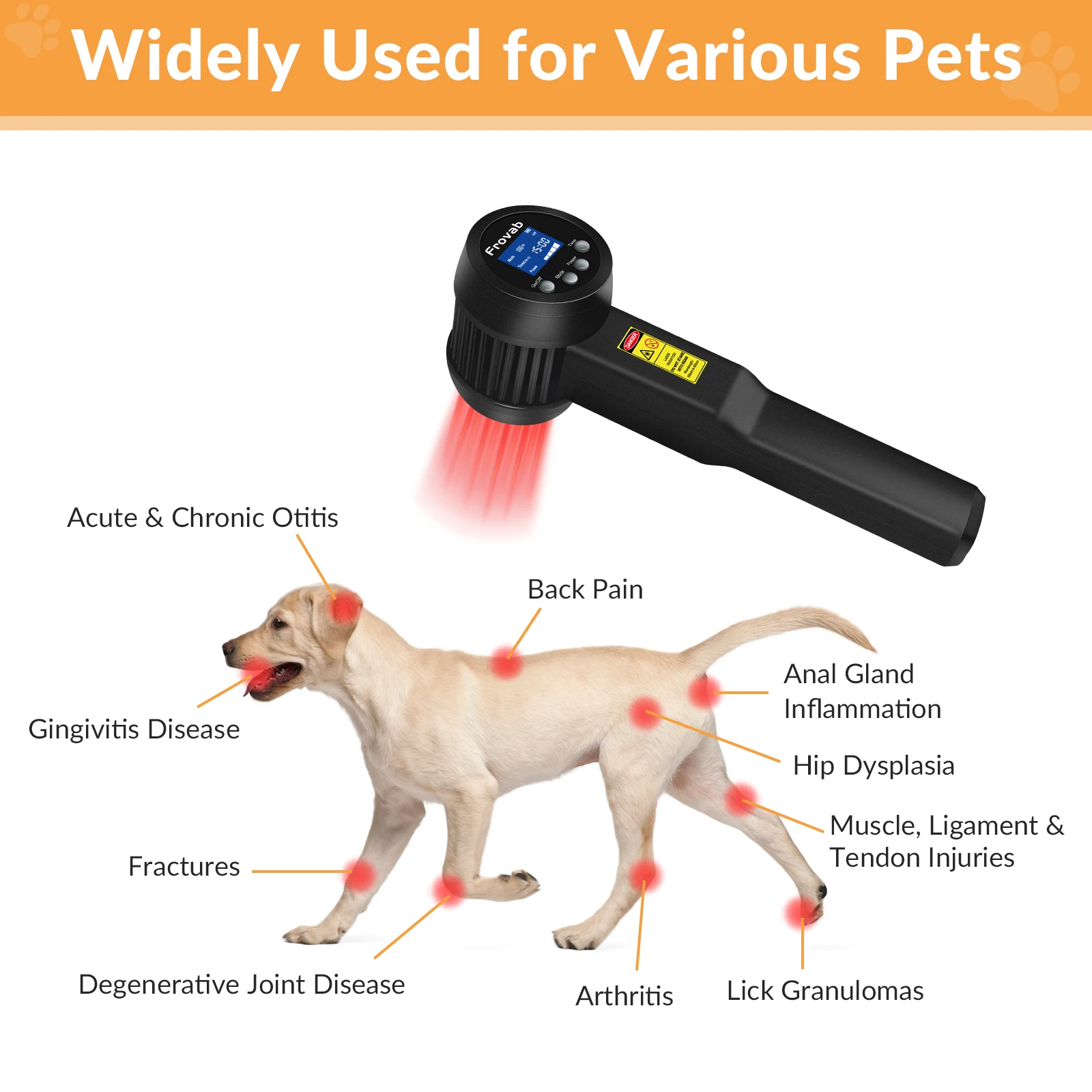 Frovab 8W High Power Cold Laser Physiotherapy Machine 650nm 808nm for Chronic Pain Osteoarthritis Inflammation Humans Pets Use