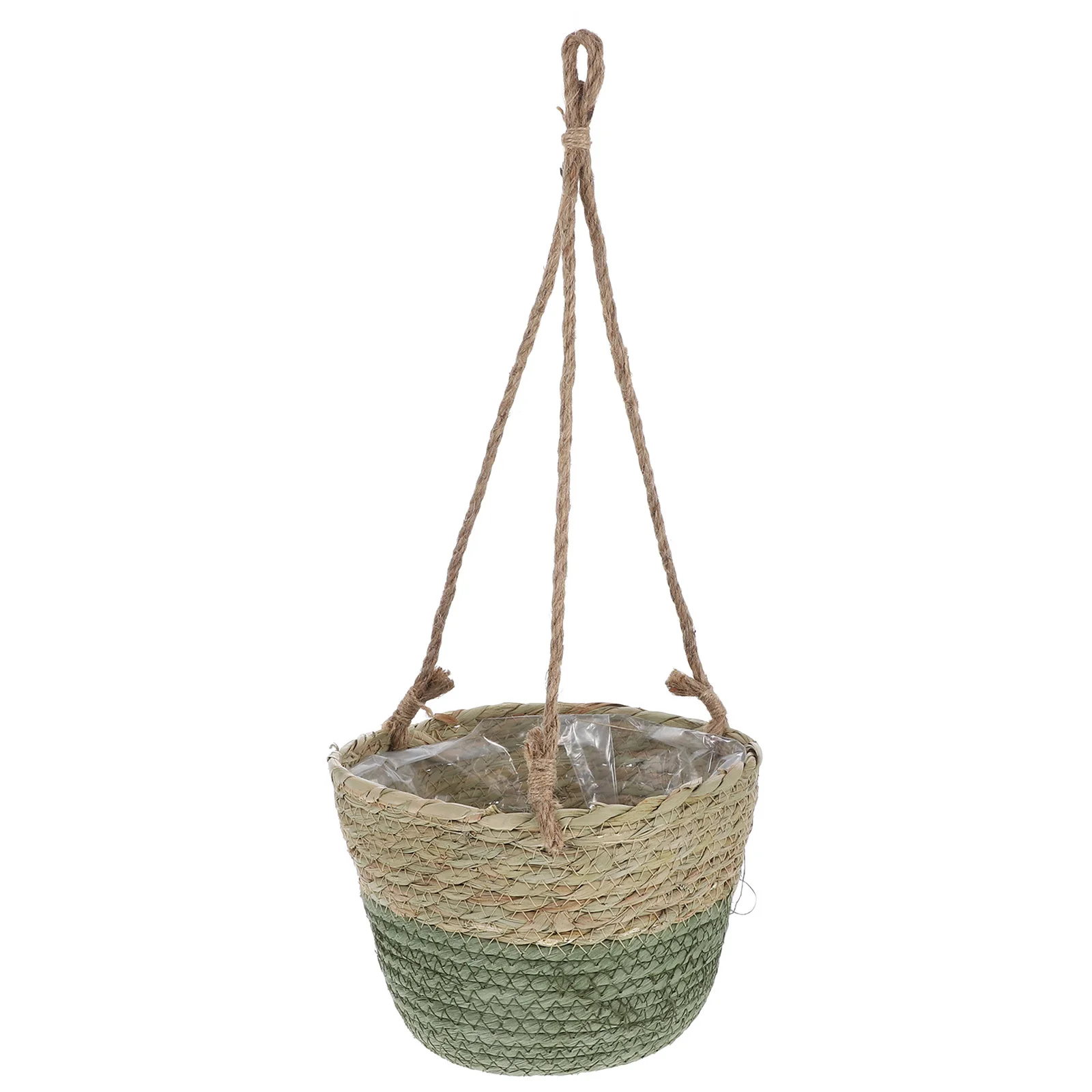سلة معلقة منسوجة للنباتات - حامل نباتات داخلي وخارجي، زارع معلق صغير للزهور، خضرة بوعاء، ديكور حائط،
