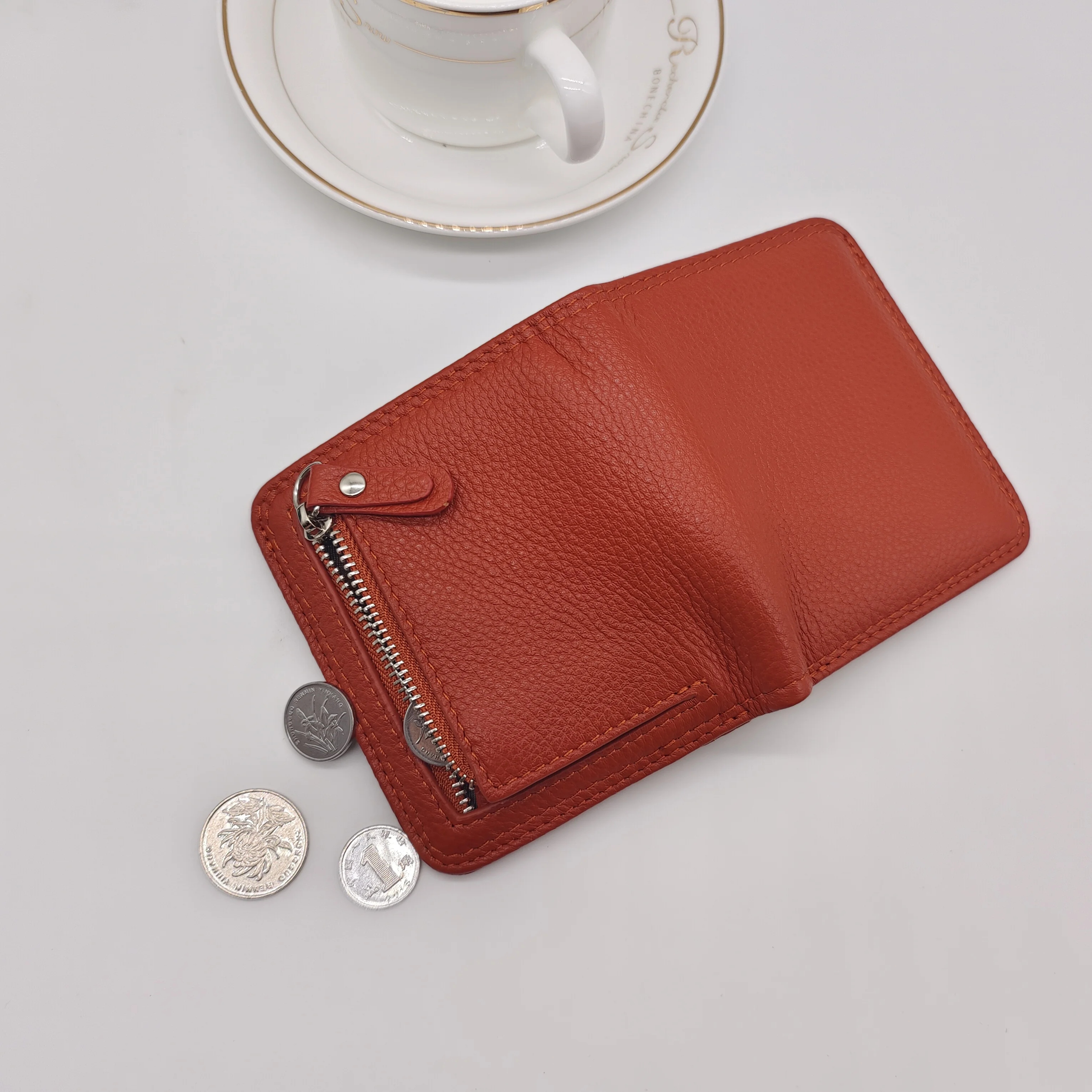 Soft Genuine Cow Leather Short Wallet Womens Classic Simple Snap Button Purses Card Holder Lady Money Holder Wallet Coin purse