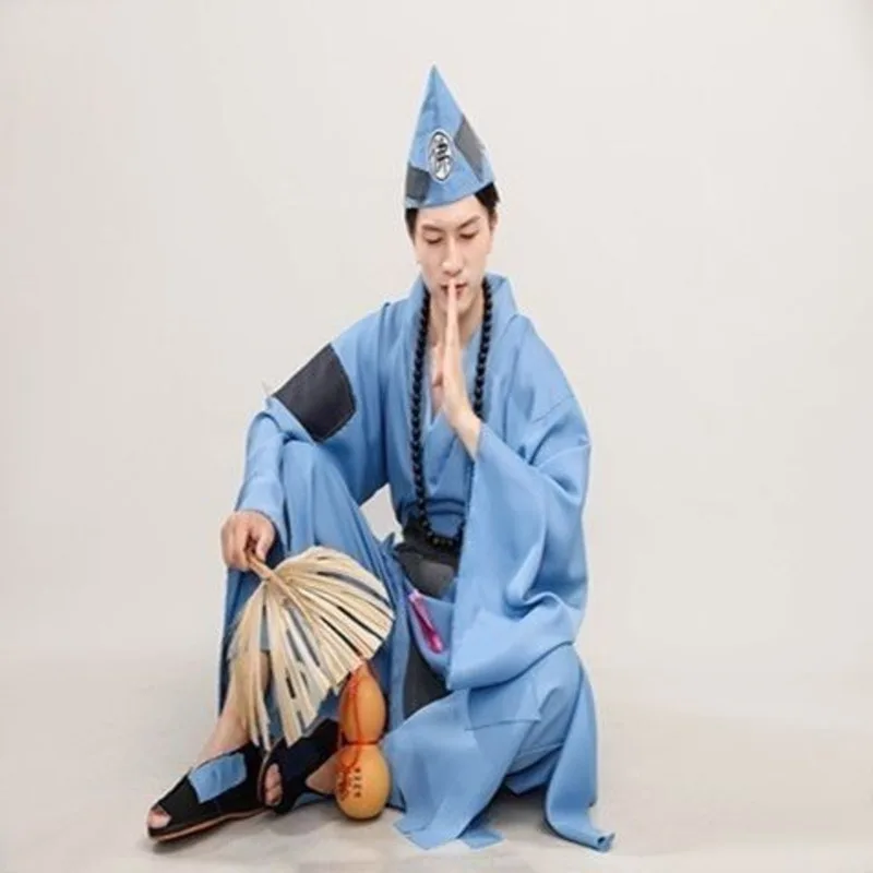 

Древний костюм, мужской костюм жебрака Джигун для взрослых, живой Будда Джигун, сценический костюм для косплея, Чэнь Хаймин, Хэллоуин