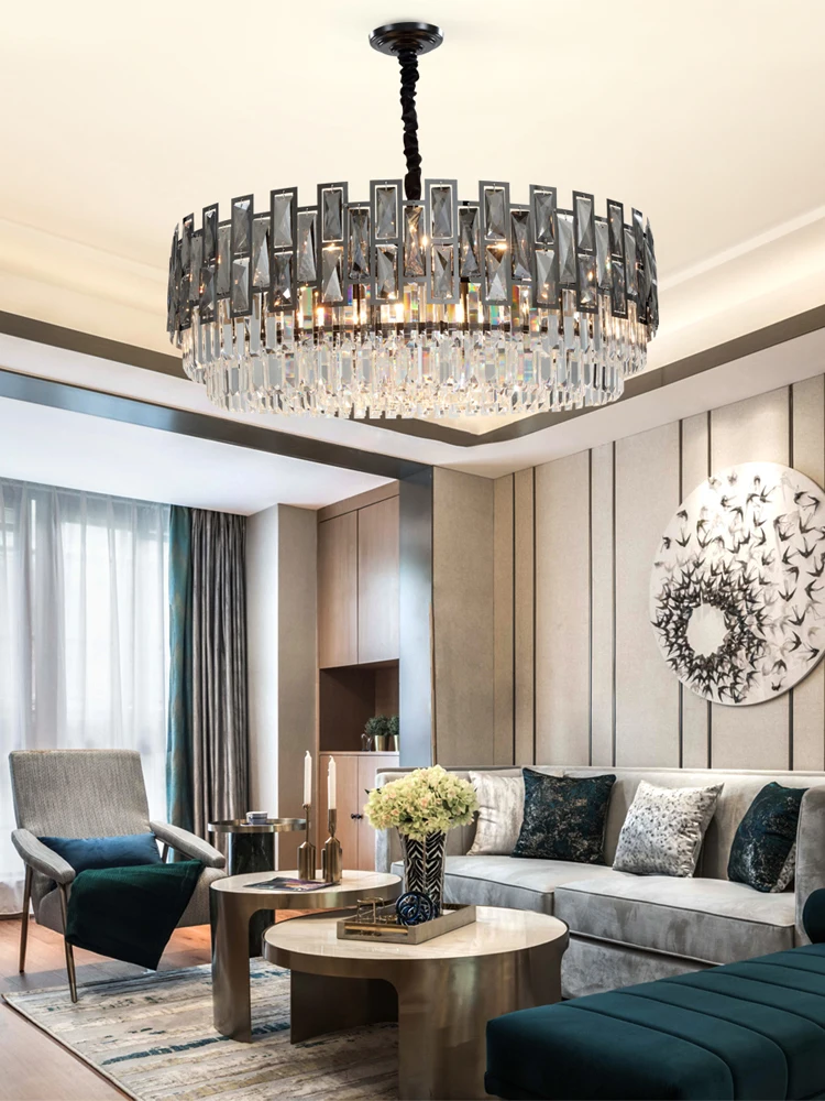 Postmodern Luxury LED Chandelier Lighting K9 Crystal Dining Living Room Round Hanging Lamp Bedroom Villa Lobby Deco Fixtures E14