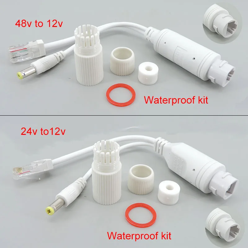 48V to 12V 24V to 12V POE Splitter Waterproof Adapter Cable Power Supply Module Injector for cctv IP Camera A07