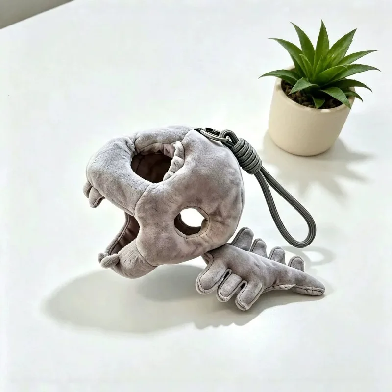 20cm New Small Dinosaur Skeleton Doll Clothes Pendant Plush Toy Accessories Cotton Doll Head Cover Bag Pendant Funny Dress-Up