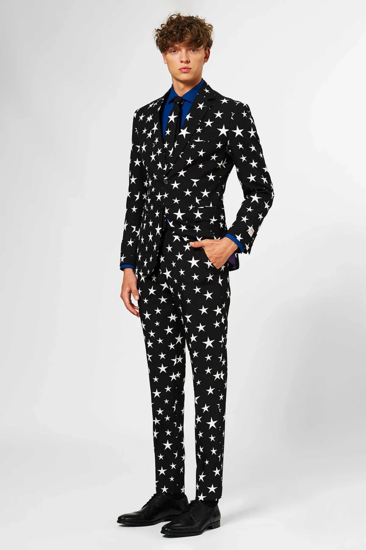 Handsome Star Print Men Suit Casual 3Pcs Sets Male Prom Blazers Customized Slim Fit Peak Lapel Groom Wedding Tuxedos Ropa Hombre
