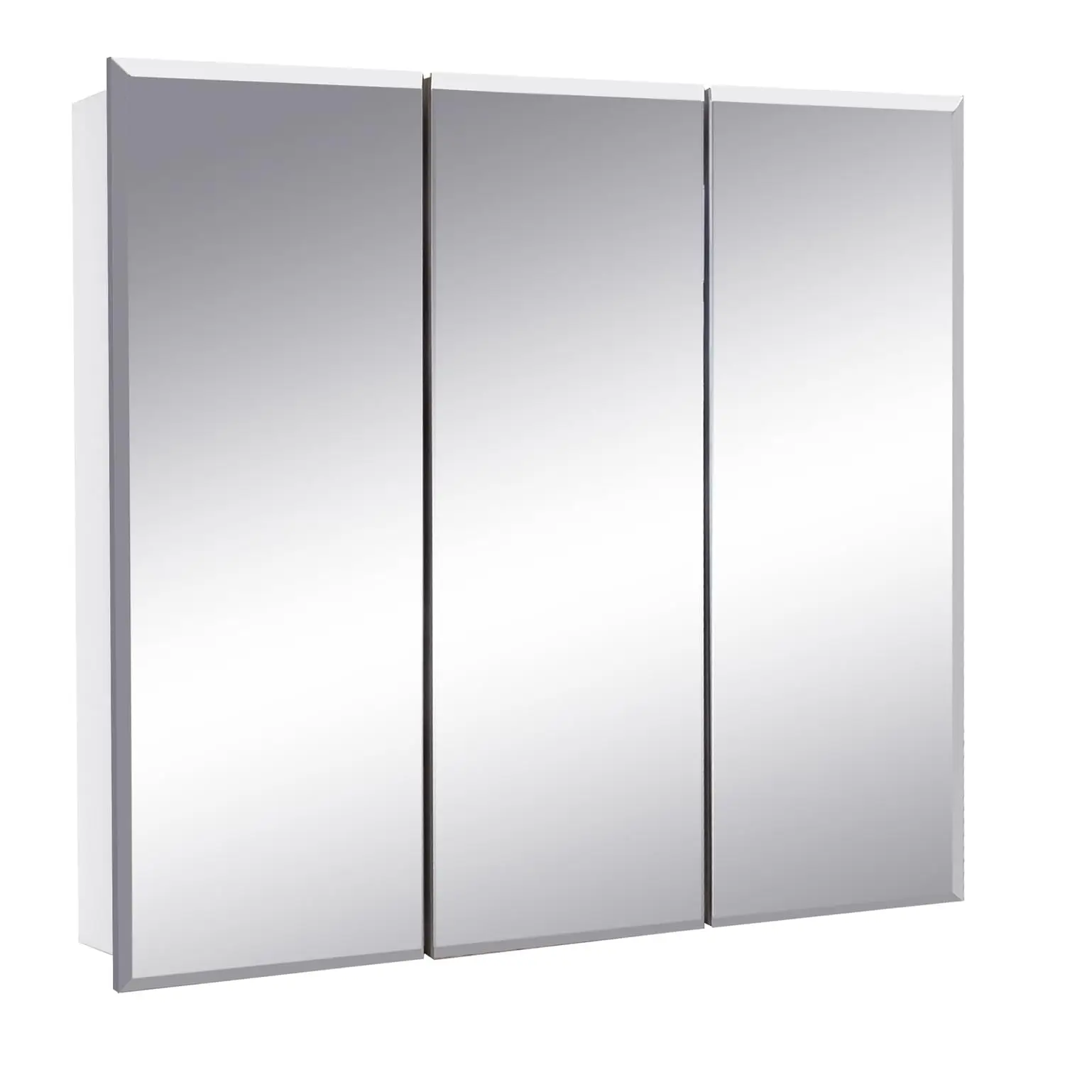 Cyprus Bathroom Medicine Cabinet with Mirror, 25 Inch Recessed or Surface Mount Cabinet, 3 Frameless Mirrored Doors, 2