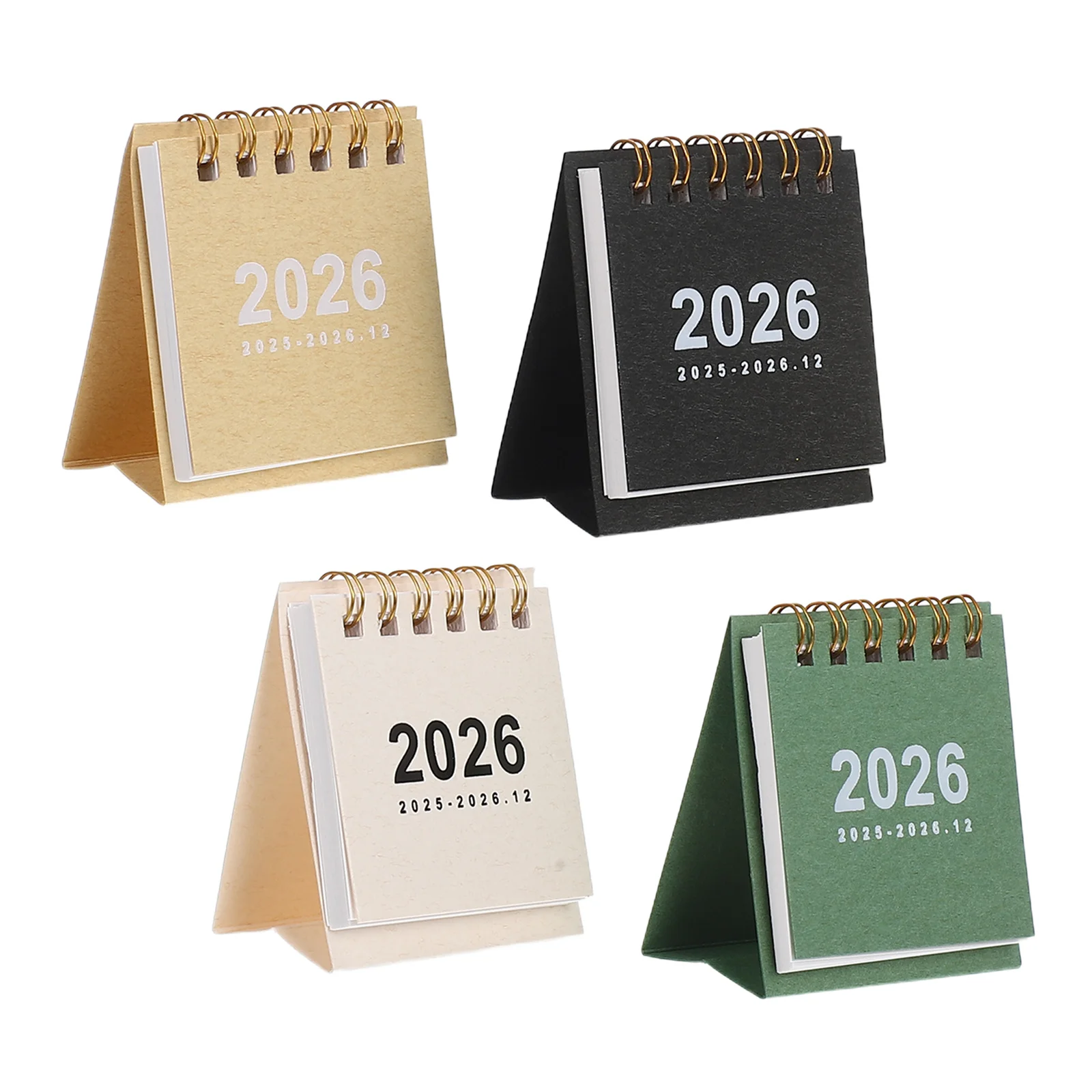 4 個 2025-2026 ミニデスクトップカレンダー厚紙スタンディングフリップデザインコンパクトオフィス教室スケジュール装飾カレンダー