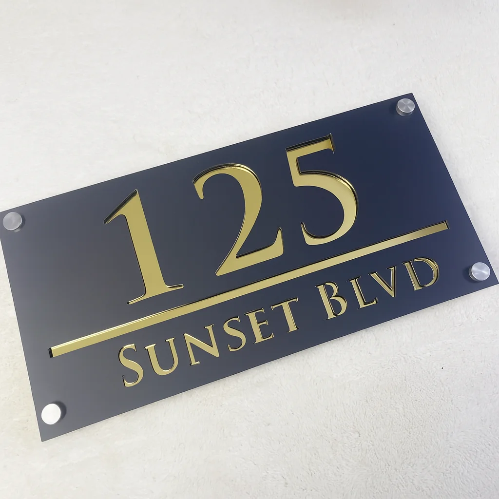 

Персонализированный большой внешний знак с номерами дома, современная акриловая адресная табличка, 3D лазерная резка, уличный номер, индивидуальный уличный знак