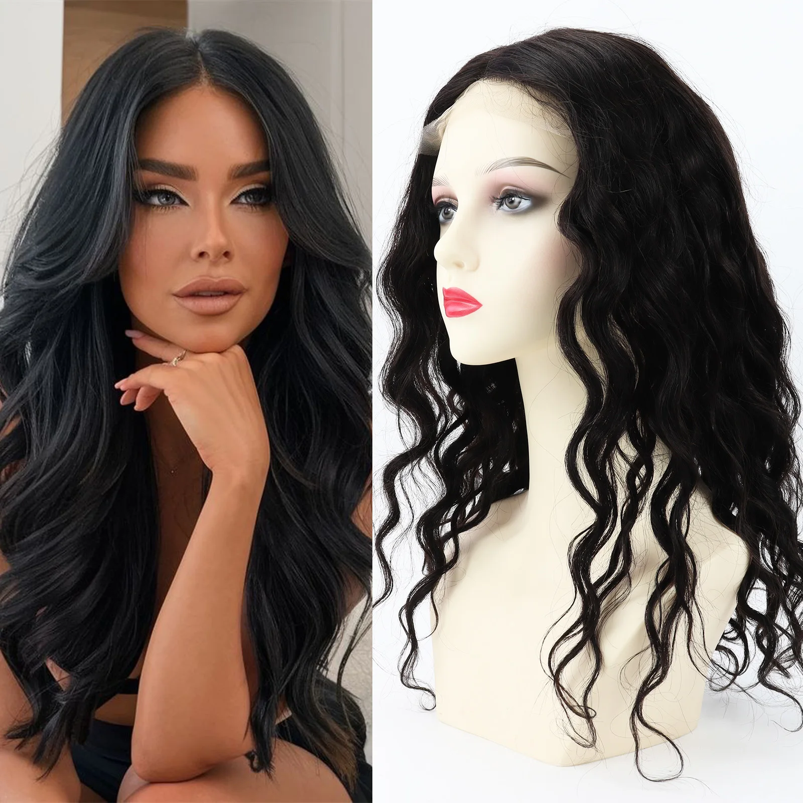 

Шелковистый парик из натуральных европейских волос, естественно волнистый, с прозрачной кружевной основой, мягкий, без клея, для женщин.