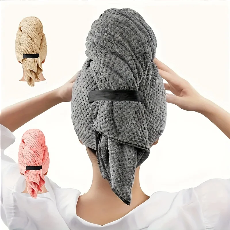 ใหม่ผ้าขนหนูไมโครไฟเบอร์ห่อพิเศษแห้งเร็วผ้าเช็ดตัวห่อด้วยแถบยืดหยุ่น, ผ้าโพกหัวห่อผมนุ่มดูดซับพิเศษ