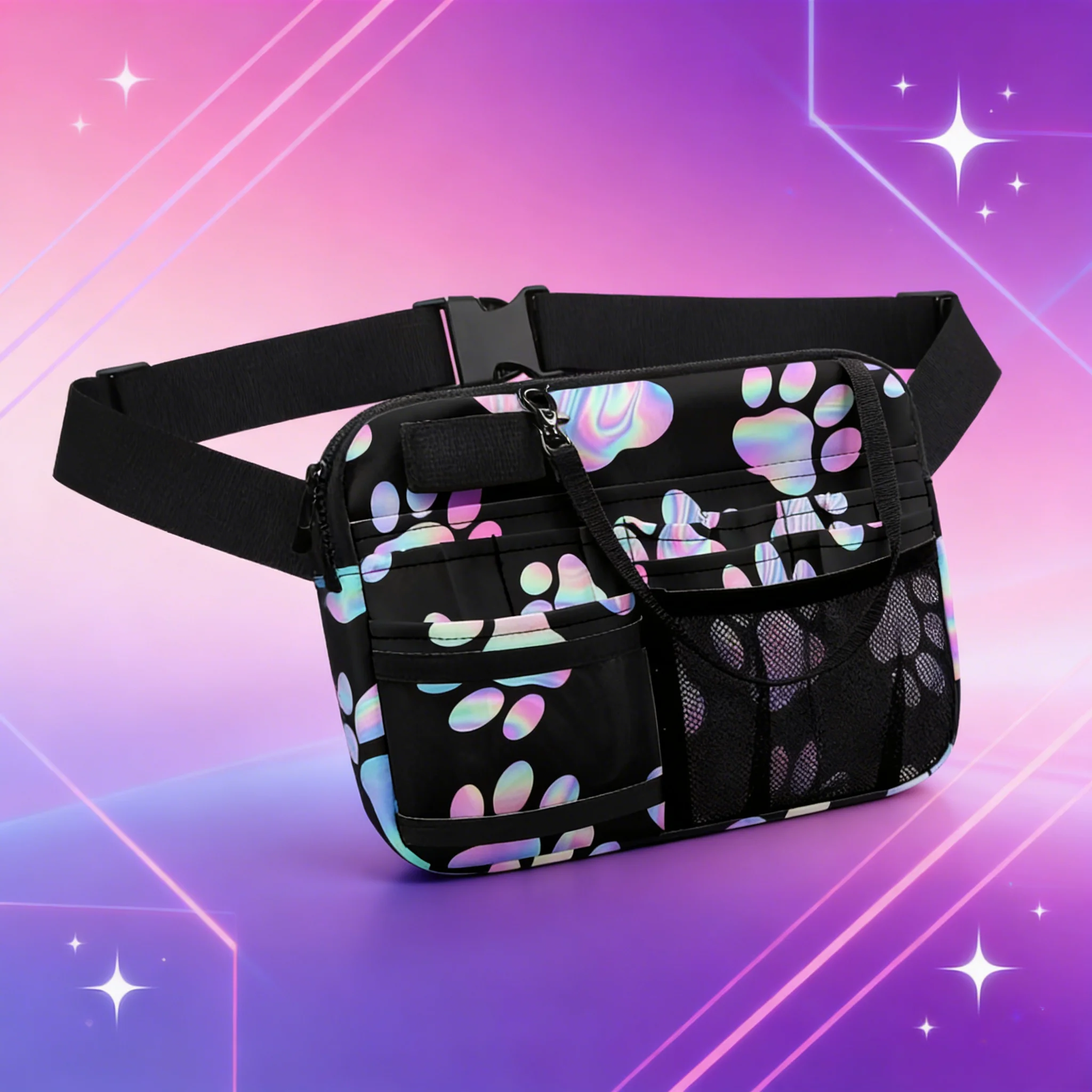 

Sparkle Rainbow Nurse Fanny Pack Glittery Medical Waist Bag for Night Shift
