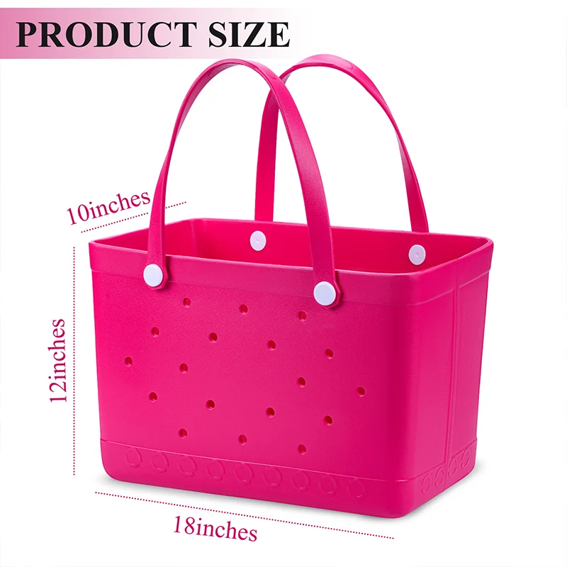 Large Beach Bag Summer EVA Beach Basket Women Picnic Tote Bag Holes Waterproof Handbag Pouch Shopping Shoulder Bag