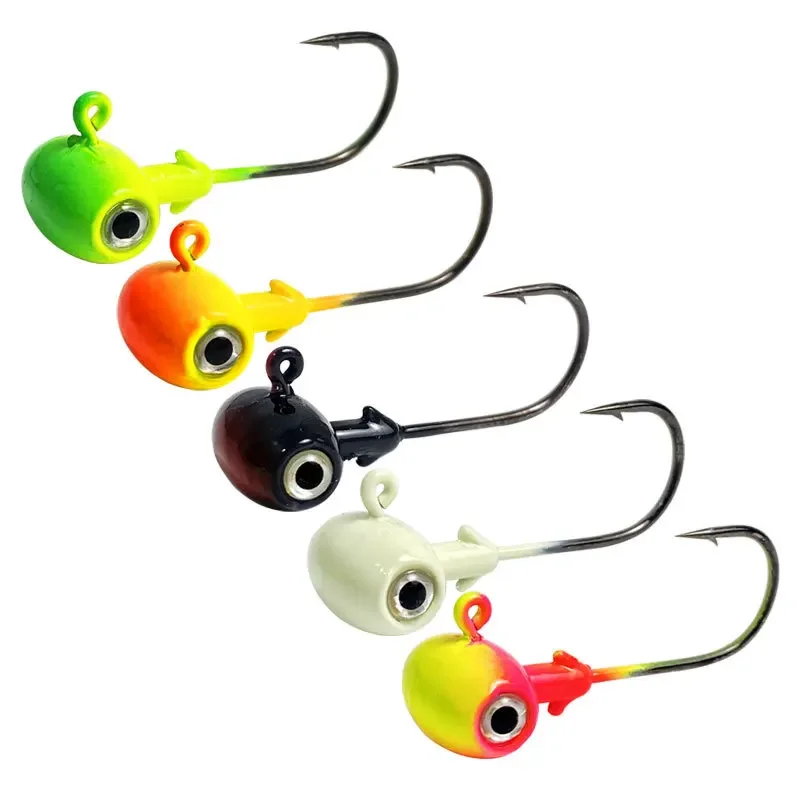 Conjunto de 5 gancho de cabeça com olhos de peixe 3d, acessórios de pesca, 3.5g/5g/7g/10g/14g