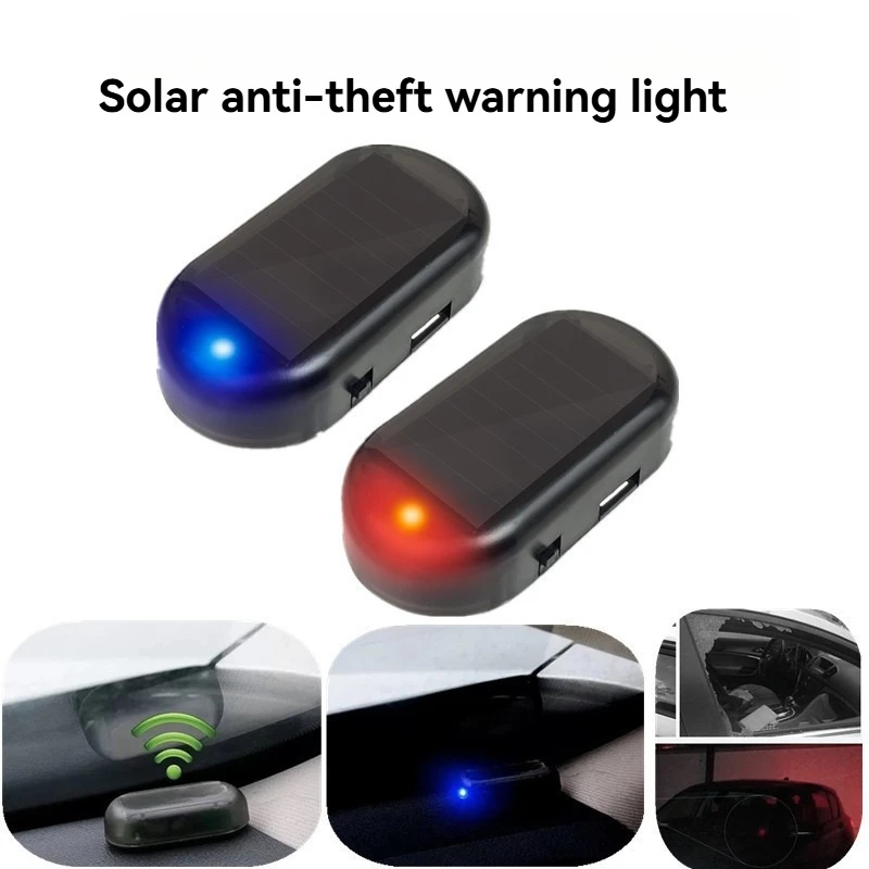 Car Solar Simulated Anti Theft Light Dummy Alarm Warning Flash Lamp Automotive Security Accessory