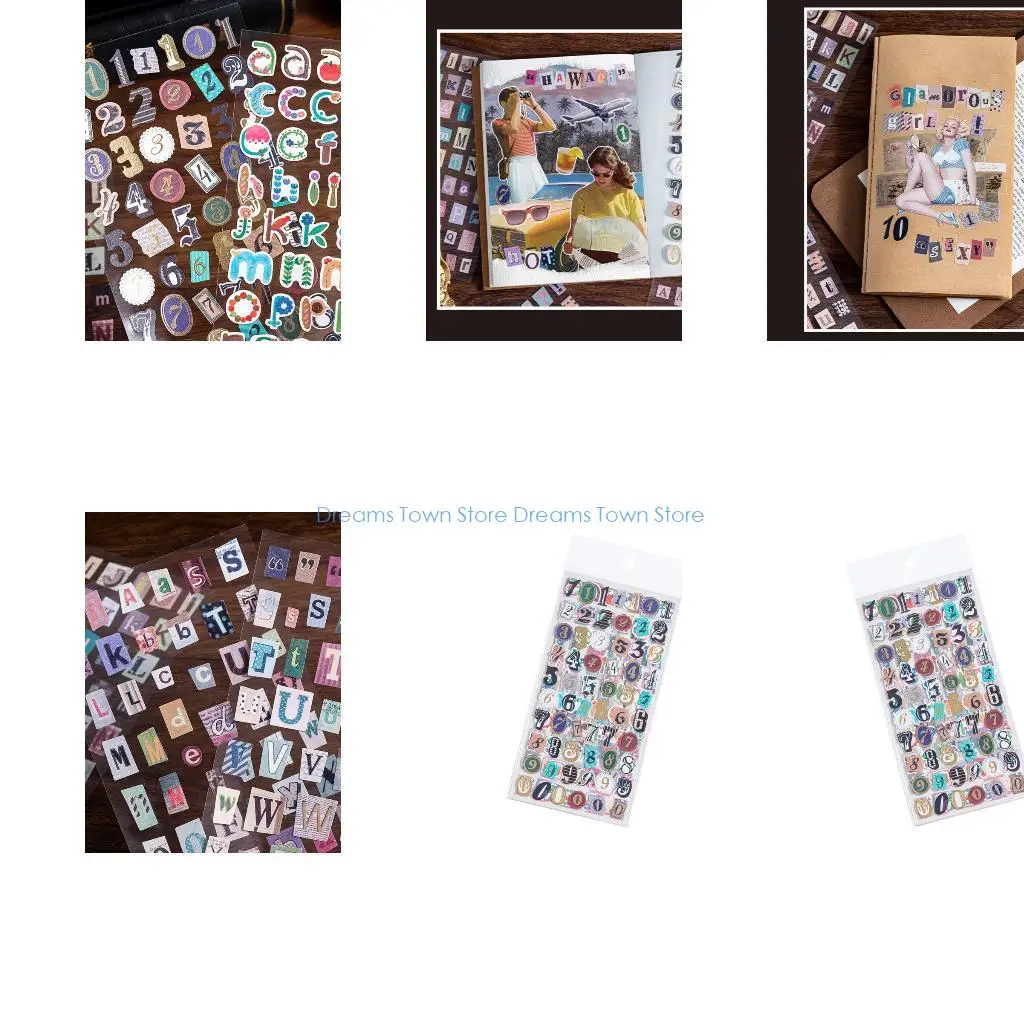 

HX6A Letter and Number Sticker Decorative Journaling Sticker For Scrapbooking Notebook Journal Phone Cover Laptop Decoration