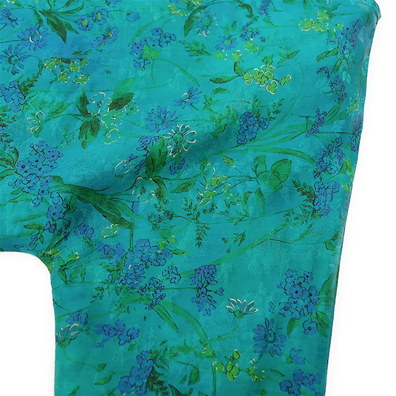 BirdTree-32MM Watered Gauze Silk Elegant Shirt, Women O Neck Jacquard Button, Retro Commute Loose Blouse, 2025 Summer T57327CC