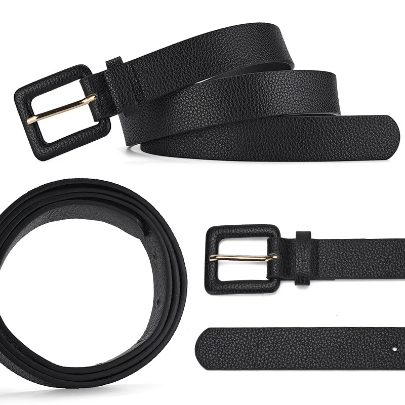 105CM X 2.8CM Black Women Super Cheap Wholesale Litchi Pattern Belt High New Fashion Buckle Brown Pin All Match Down Jacket Coat