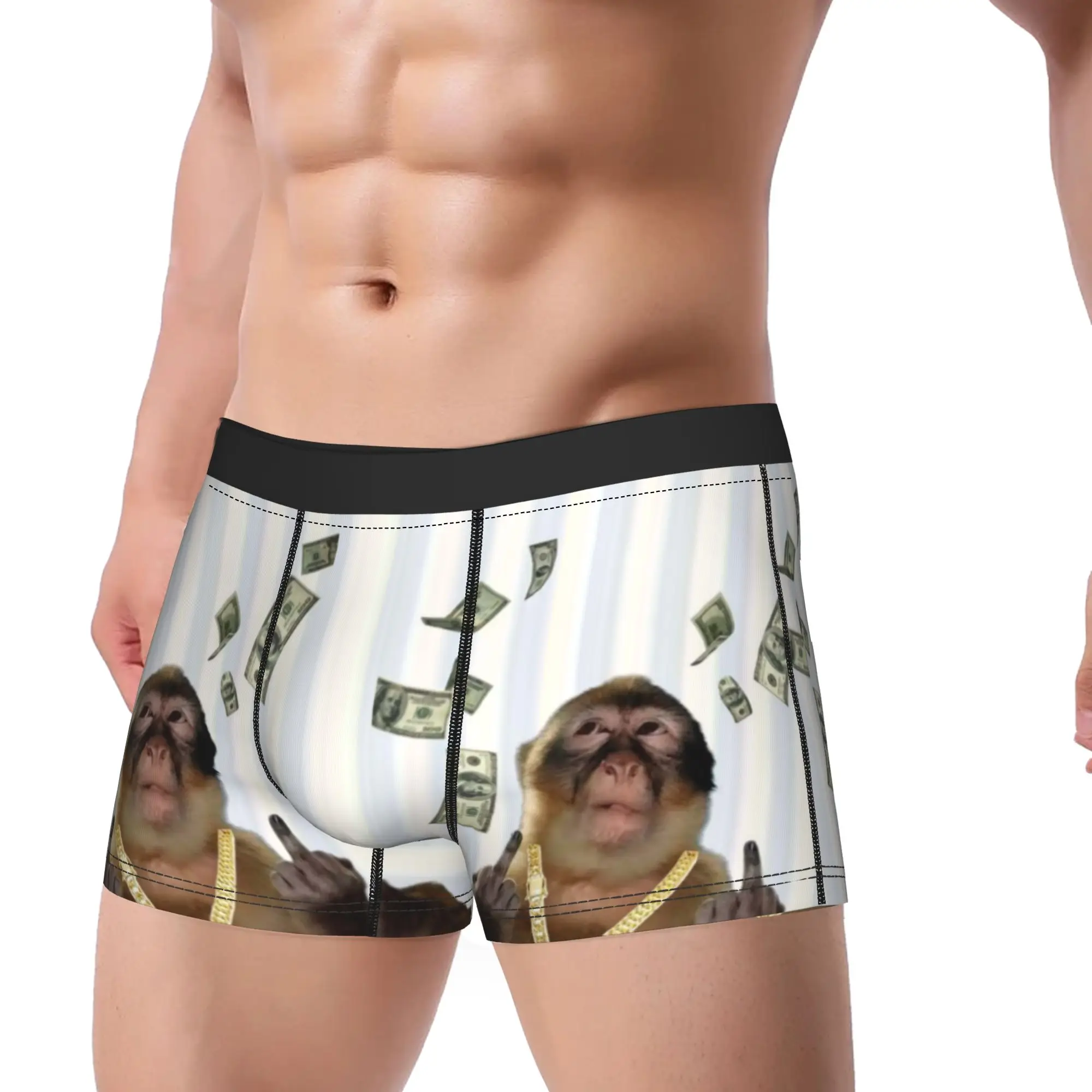 Rich Monkey Money Funny Character  Underpants Breathbale Panties Man Underwear Comfortable Shorts Boxer Briefs