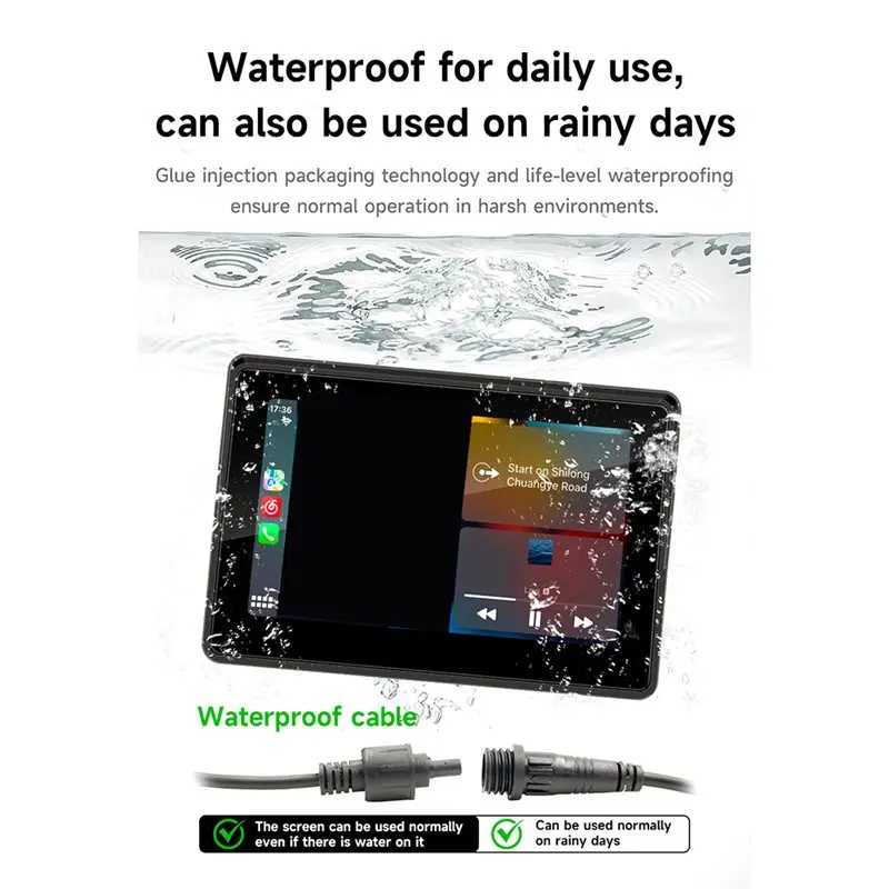 Superior-Motorcycle 5 Inch Navigation Screen MP5 Player Android Auto Carplay Support Bluetooth Wireless Waterproof Portable Disp