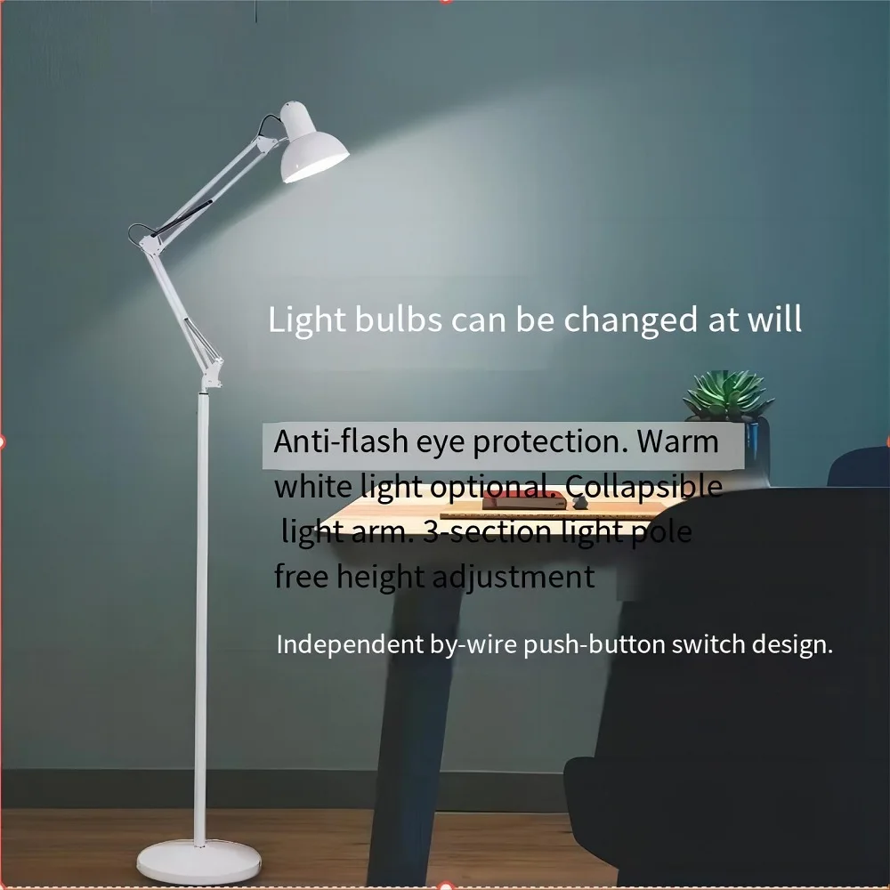 American Long Arm Folding Floor LED Lamp Simple Industrial Wind Fishing Light Living Room Bedroom Study Floor Lamp