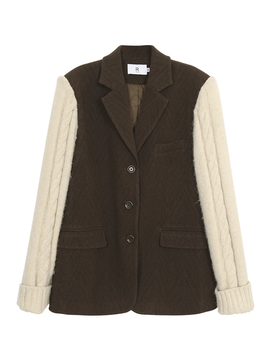 Red Celebri Club Women's Cotton Jaet Autumn Winter New Casual High-End Retro Sle Commute Straight Tube Suit Coat