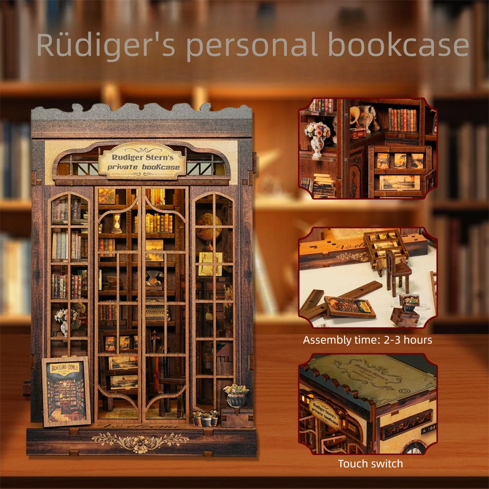 

Rudiger's Private Study Miniature Bookend DIY Kit, 3D Puzzle Model Building Set, Creative Desk Decor & Stress Relief Gift