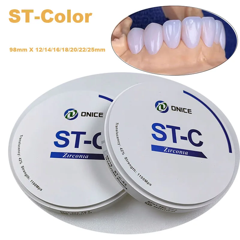 

Dental Lab ST-C Preshaded Zirconia Block Transparency 42% Strength1100 Block Vita 16 Colors Dental Cad Cam Dental Materials 98mm