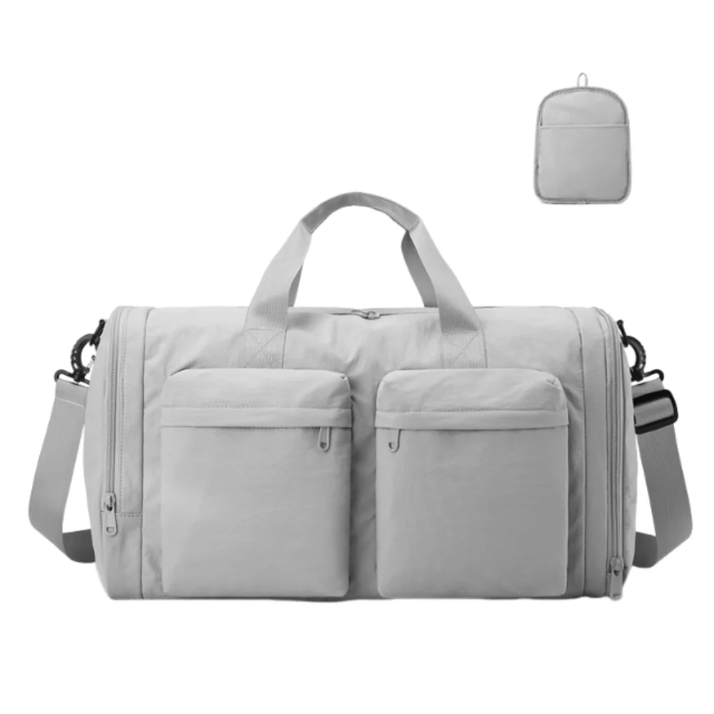 

Folding Travel Duffel Bag Large Capacity Dustproof Gym Luggage Shoulder Bag Portable with Separate Shoe Compartment