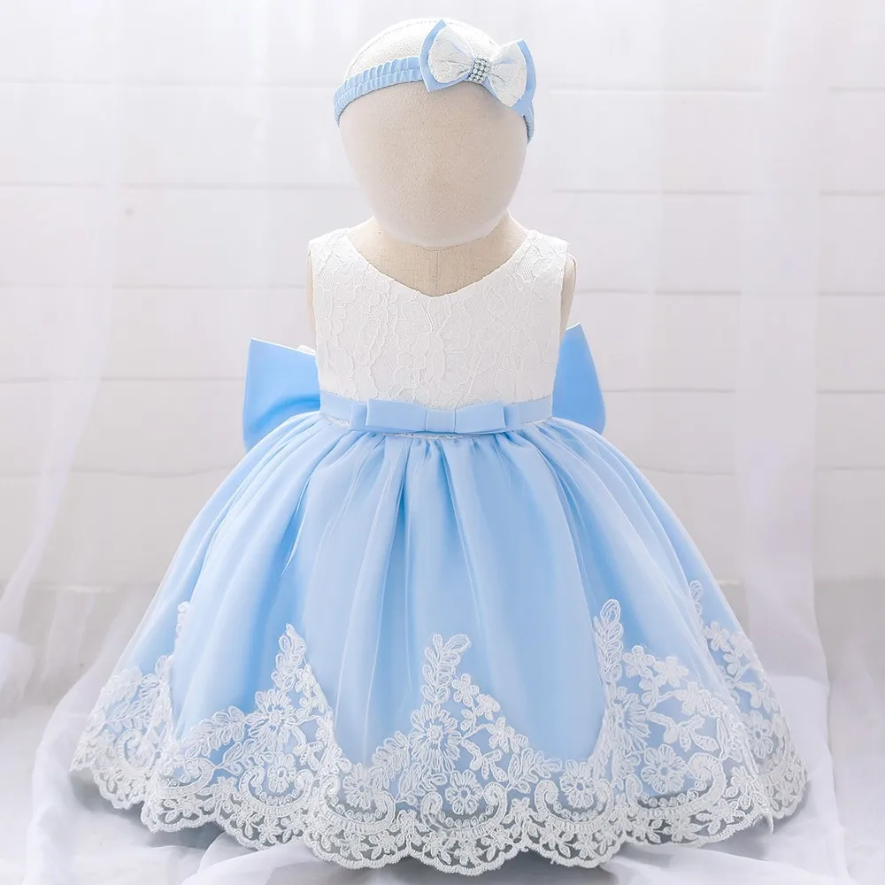 Christas Dress Newborn Baptism Dress For Girls Infant Baby Birthday Wedding Party Dresses Big Bow Lace Baby Girl Summer Clothes