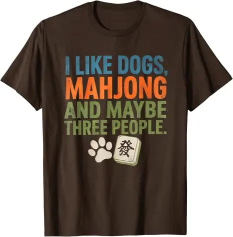 Ich mag Hunde, Mahjong und vielleicht drei Leute – Vintage Mah-Jong T-Shirt im Y2K-Stil mit Hundespiel-Mahjong-Grafik und Spruch – Geschenk – Detail 7