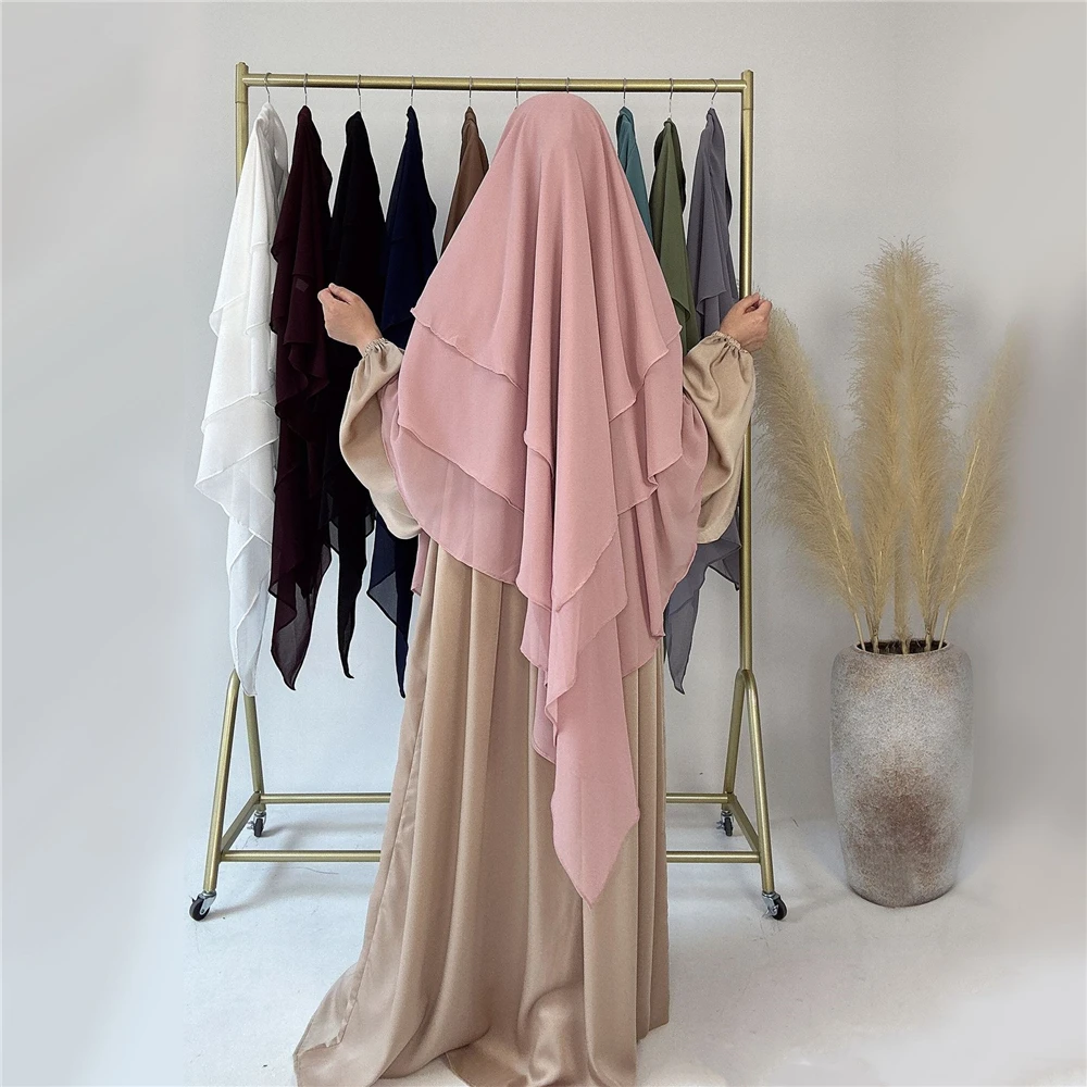 Imagem -06 - Eid Long Khimar Hijab para Mulheres Muçulmanas Vestuário de Oração Caftan Aéreo Ramadã Islâmico Burqa Niqab Niqab Wrap Hijabs Femininos Hijabs Muçulmanos