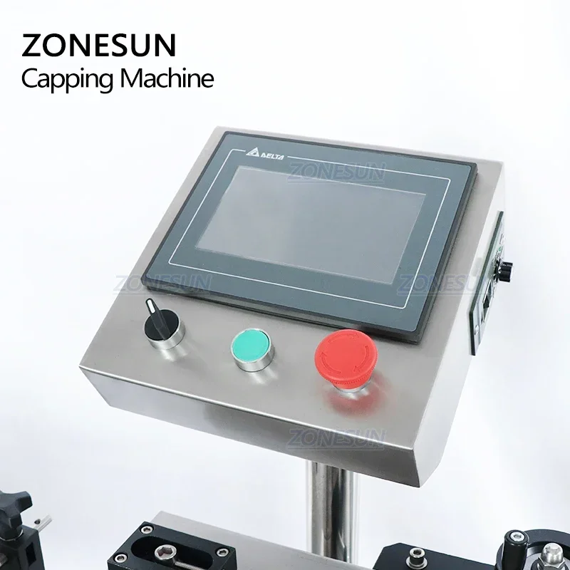 ZONESUN Desktop Electric Plastic Glass Crystal Water Perfume Shampoo Cosmetic Nail Polish Bottle Automatic Capping Machine