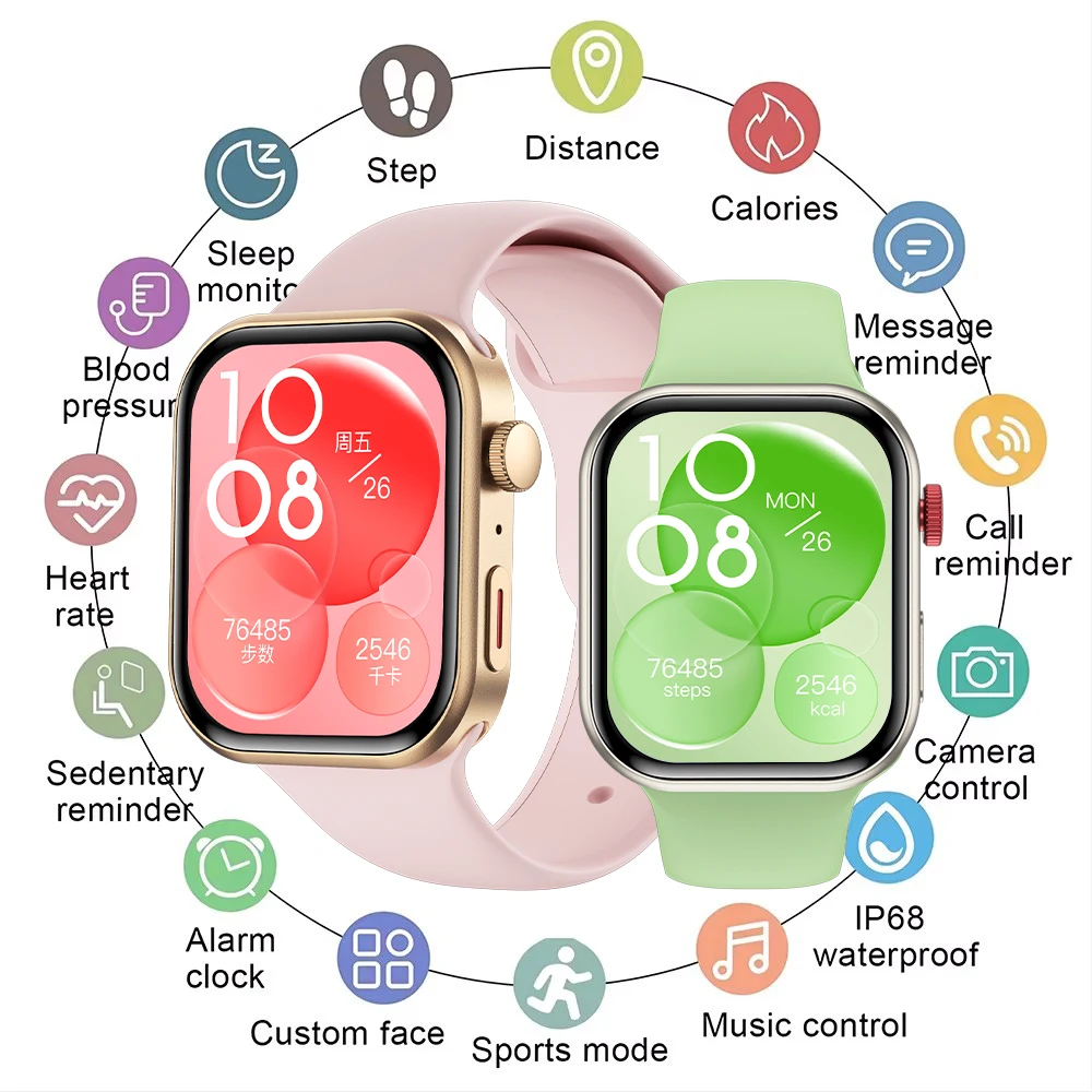 

Новинка 2023 года для часов Huawei, умные часы для мужчин и женщин, 2,01 дюйма, монитор сердечного ритма, умные часы для здоровья, Bluetooth-вызов, спортивные умные часы