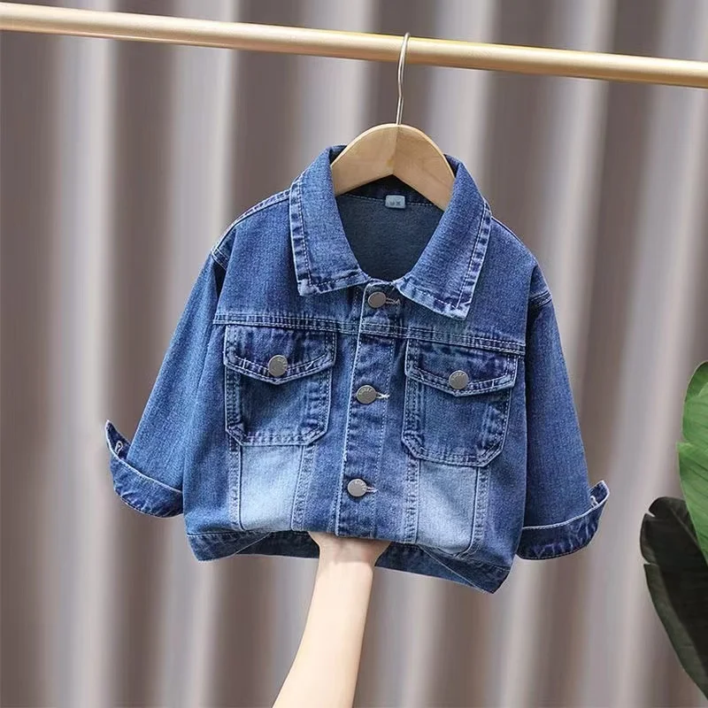 

Autumn Kids Casual Denim Jackets Boys Ripped Holes Coat Children Jeans Clothing Denim Outerwear Costume 2024 New Kids Clothing