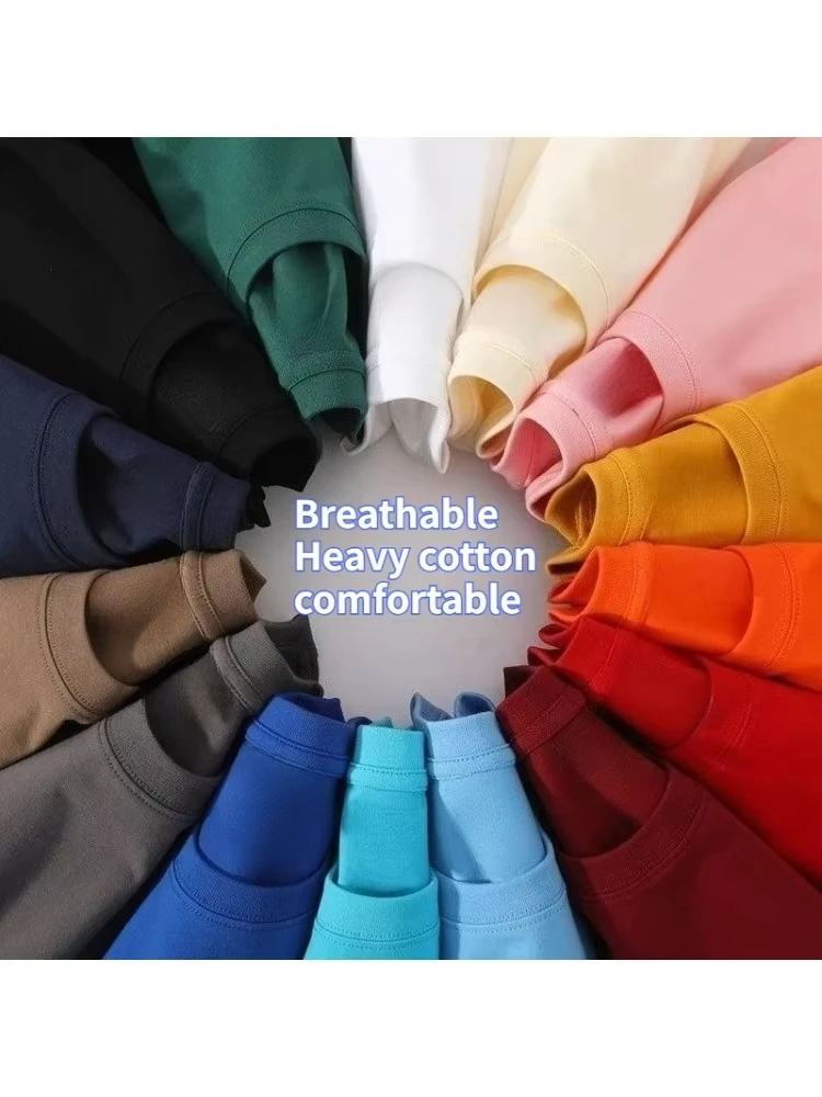 

Unisex Heavy Men's Male Cotton T Shirt O-Neck Tops Tees Short Sleeve Women Loose Couple Clothing Streetwear Oversized Casual