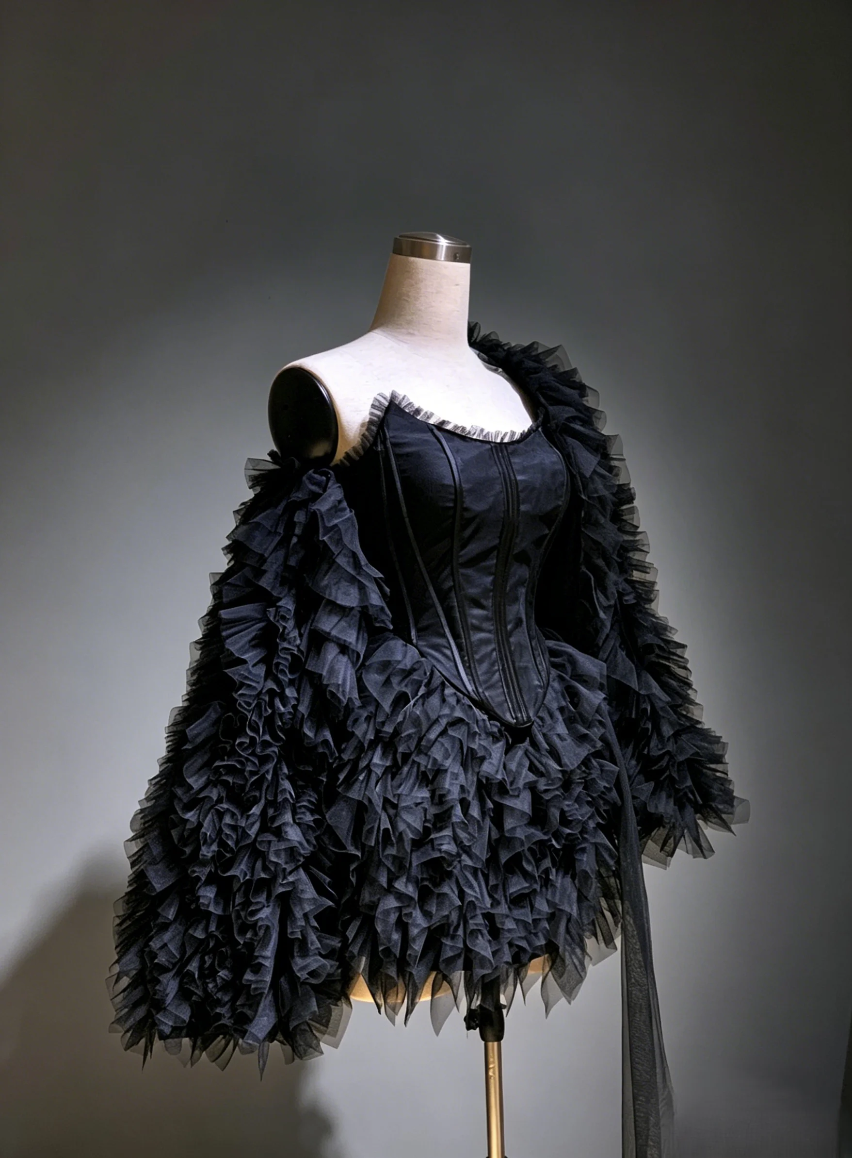 

Mystic Noir Set Gothic Corset Prom Dresses with Jacket Ruffles Mini Cocktail Party Lace-up Top Evening Gown Customized