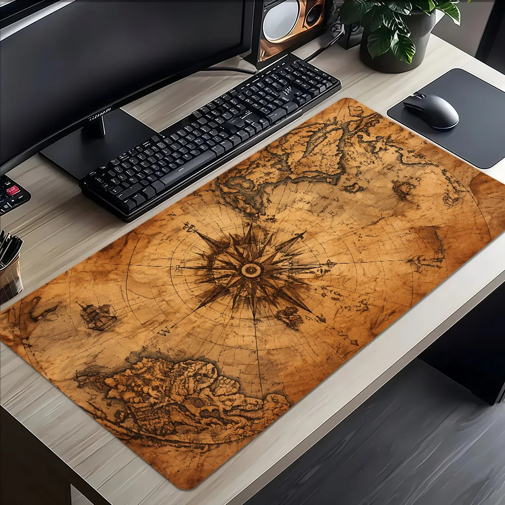 Vintage Nautical Map Mouse Pad Non-slip Thickened MousePad Large Writing Lockedge Office Student Gaming Cushion