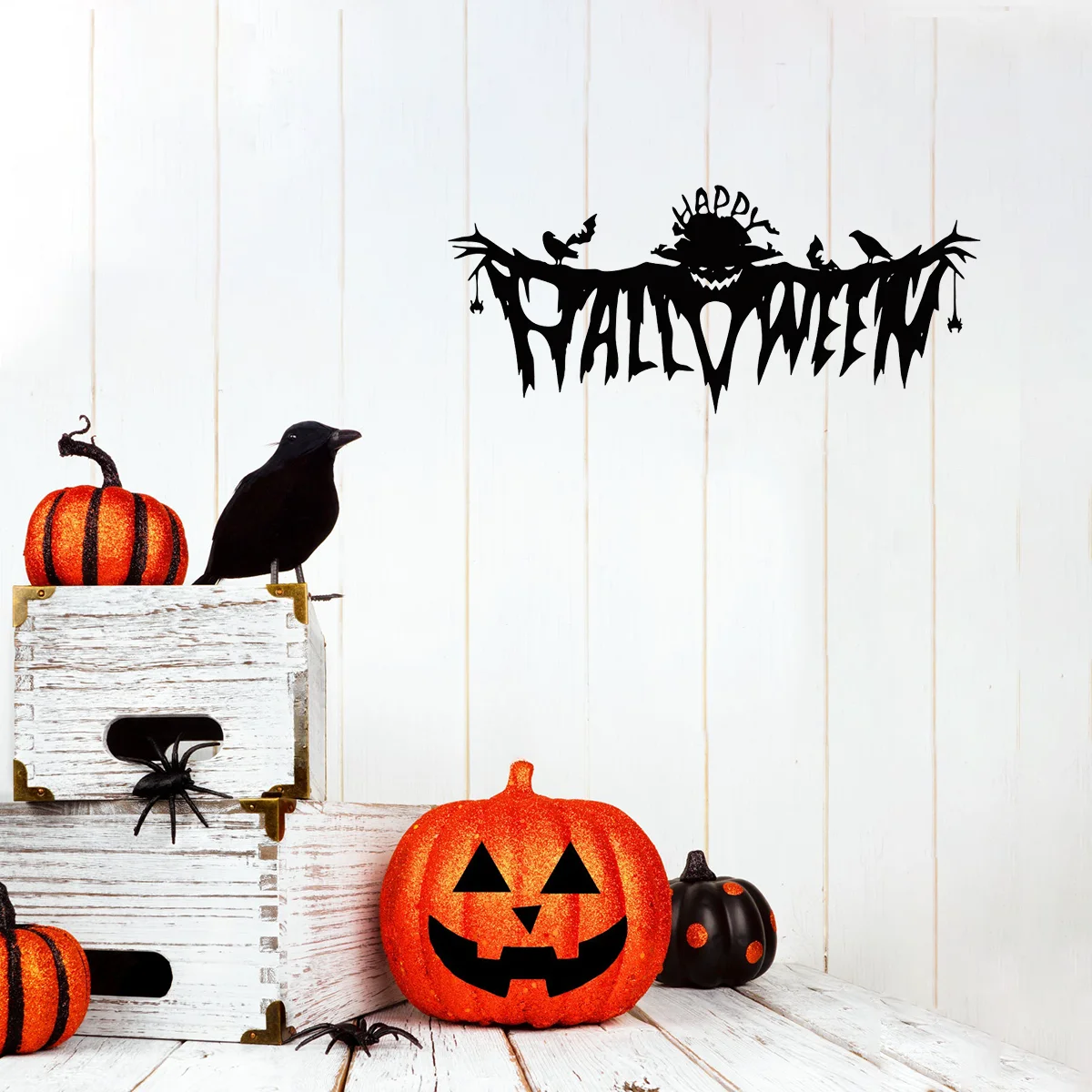 1pc Fascinating Halloween Theme Decor: Intriguing Wall Art for Indoor Living Room. Black Classic Style with Metal Wall Hanging