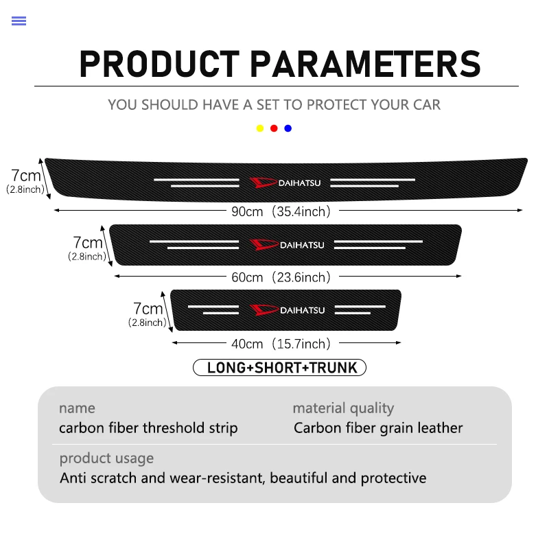 4pcs Universal Car Carbon Fiber Threshold Strip Anti Scratch For Daihatsu Sirion Mira Materia Rocky Datsun D-Base D-R Copen