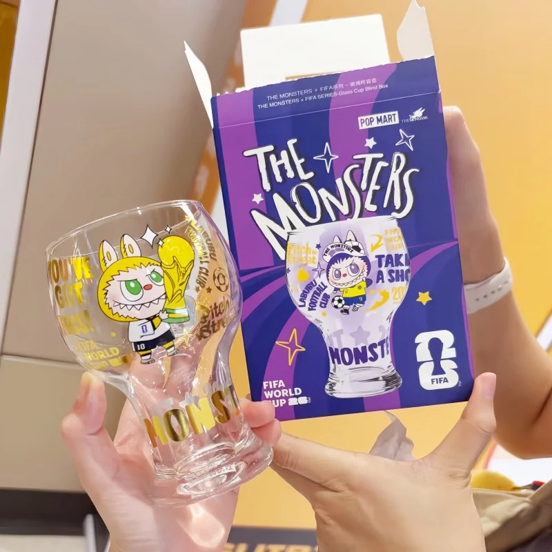 

POP MART Genuine The Monsters X Fifa Series Cute Labubu Glass Cup Blind Box Football Home Decor Ornament Gift For Football Fans