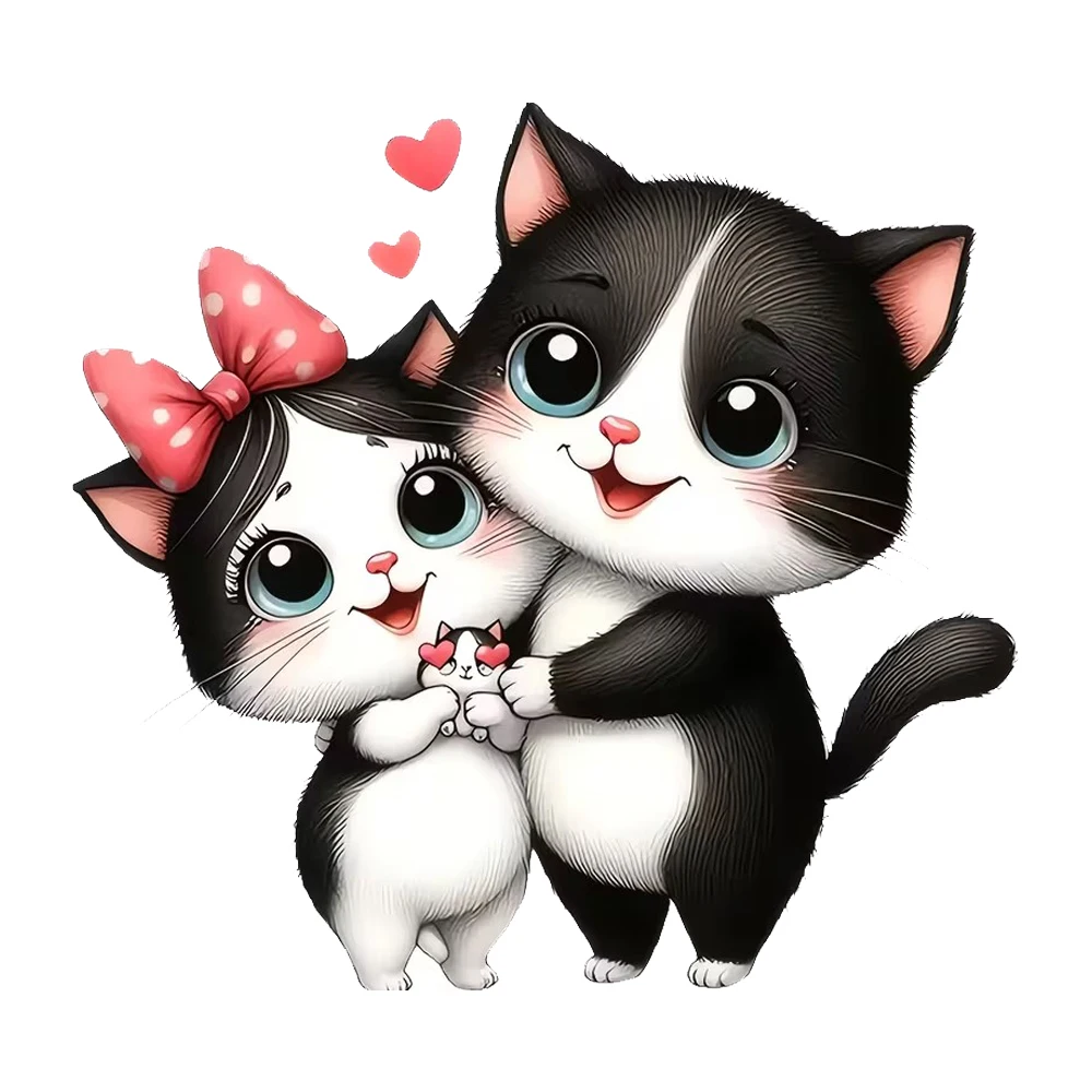 15cm Cute Cat Couple Car Sticker, Suitable for Laptop, Car, Truck, SUV, Motorcycle, Wall, Bumper, Window