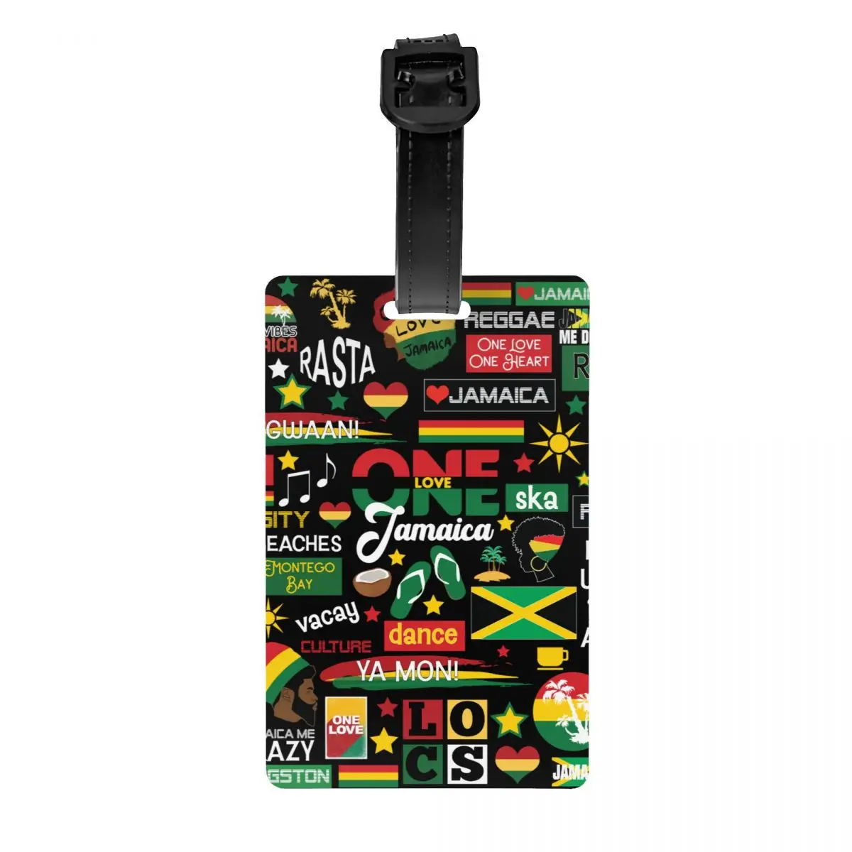 Custom Jamaica One Love Culture Pattern Luggage Tags for Travel Suitcase Privacy Cover ID Label