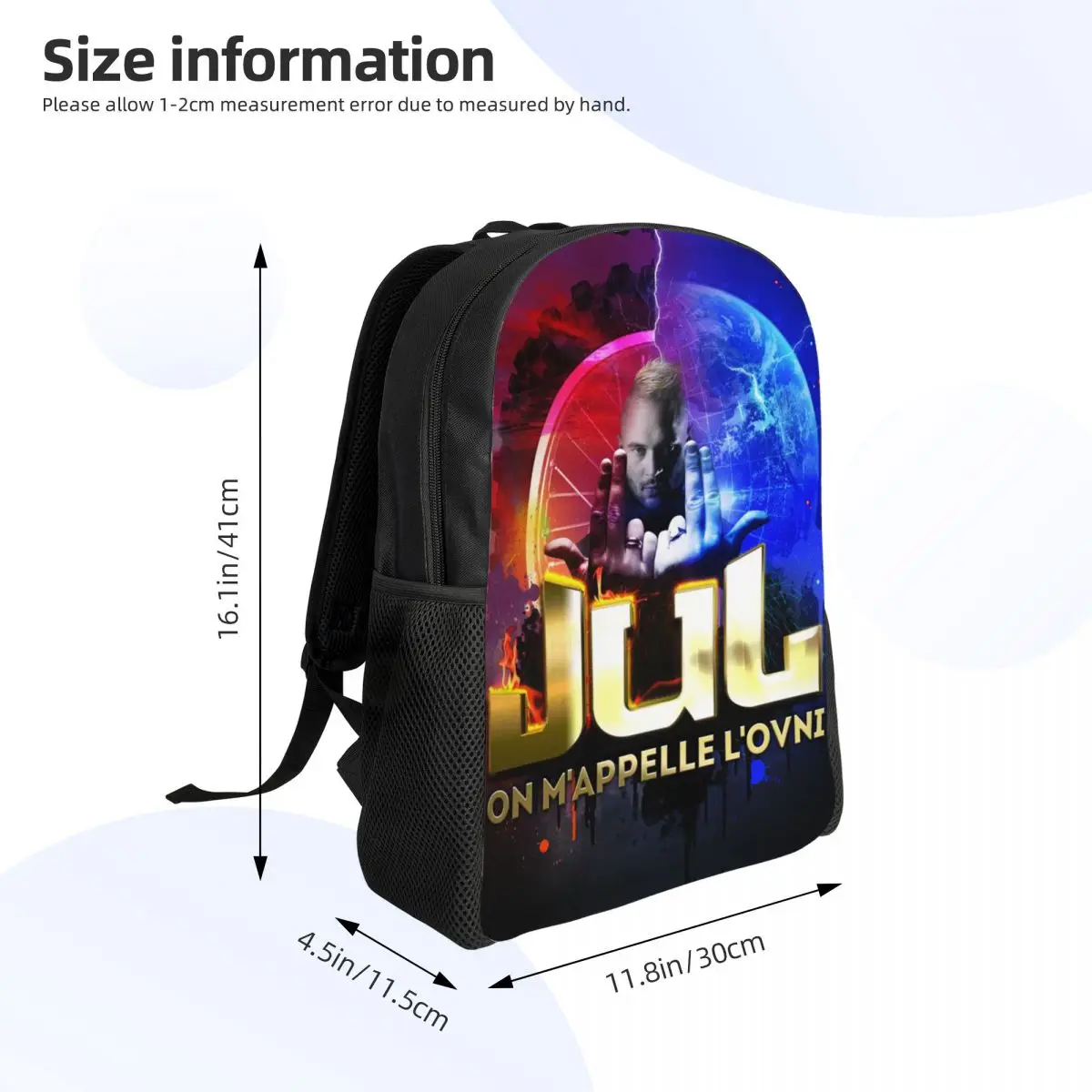 Mochila personalizada para hombre y mujer, morral para ordenador portátil con rapero francés Jul, bolsa informal para estudiantes universitarios