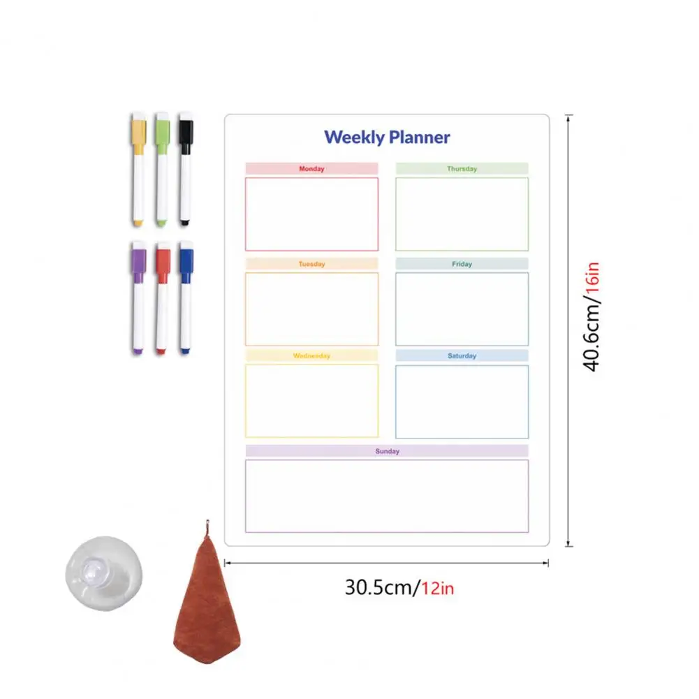 ثلاجة مخطط أسبوعي مغناطيسي ، مسح جاف ، لوحة رسائل ، قلم كتابة ، قابل للمسح ، مخطط شهري ، مغناطيس ثلاجة ، 9 طقم
