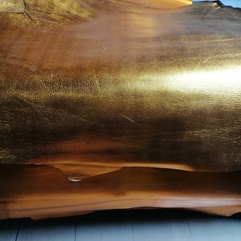 0.7/0.8mm Orange-Gold Sheepskin. Top-Grain Leather. Genuine Leather Fabric. DIY For Leather Matching. Whole Sheepskin