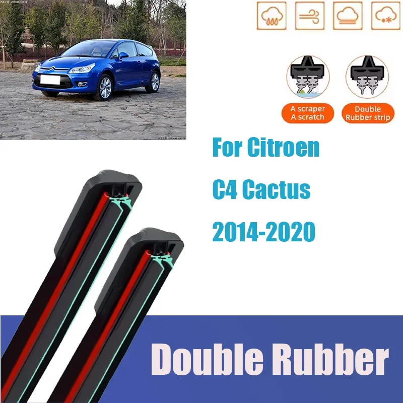 

For Citroen C4 Cactus 14-20 Car Front Rear Wiper Blades Rubber Windscreen Wipers Parts Auto Windshield Autos Accessories Mute