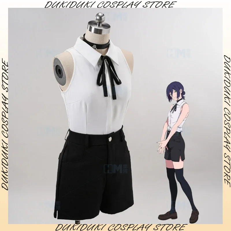 

Anime Chainsaw Reze Cosplay Costume Outfits Shirt Tie Short Wig Neck Ring Women Anime Uniform Halloween Party Anime Uniform