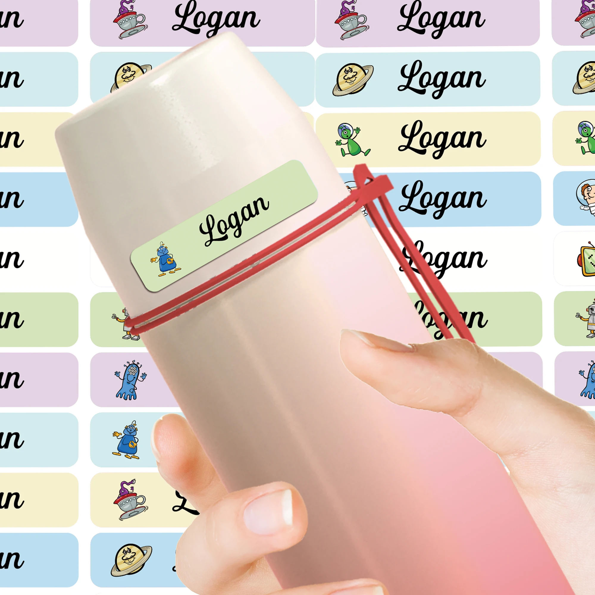 علامات اسم شخصية الغريبة حفلة عيد ميلاد زينة زجاجة تسمية ملصقات مقاومة للماء للأطفال لوازم حفلات استحمام الطفل #2