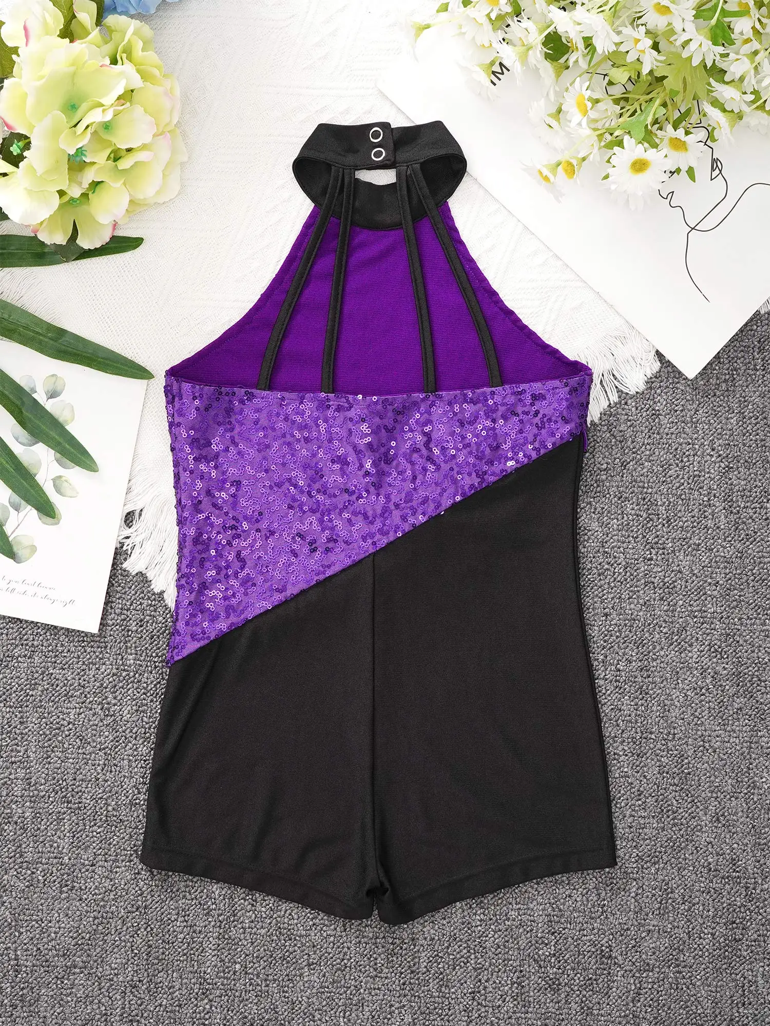 어린이 리듬 체조 점프 슈트 소녀용 스팽글 발레 재즈 댄스 레오타드 유니타드 4-16 어린이 피겨 스케이팅 바디수트