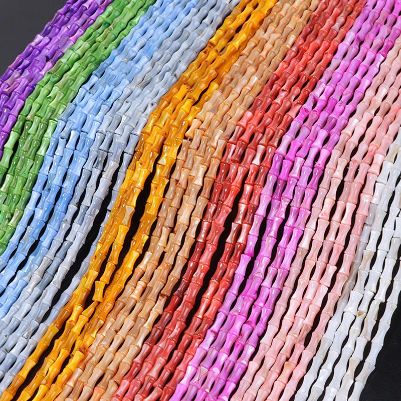 4X8Mm Natuurlijke Zoetwater Shell Kralen Geverfd Parelmoer Bamboe Gewricht Bot Spacer Kralen Voor Sieraden Maken Handgemaakte Accessoires