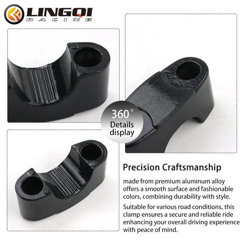 LINGQI Universal 22mm Handlebar Fat Bar Riser Mount Clamp Adaptor Black Handle Bars Clamps for Dirt Bike ATV Buggy 4 Wheel